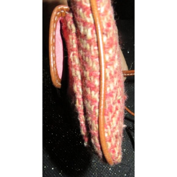 Coach Scaro Hampton Soho Herringbone Camel Leather Rose Tweed Wool Wristlet - Picture 6 of 15